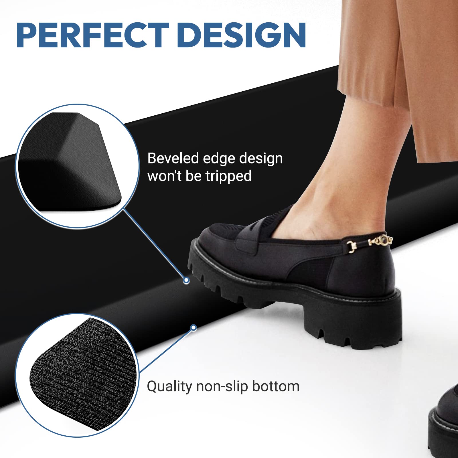 Premium 4/5 Inch Thick Anti-Fatigue Kitchen Mat - Non-Slip, Waterproof & Easy Clean Floor Cushion for Sink, Office & Cooking Areas - 17