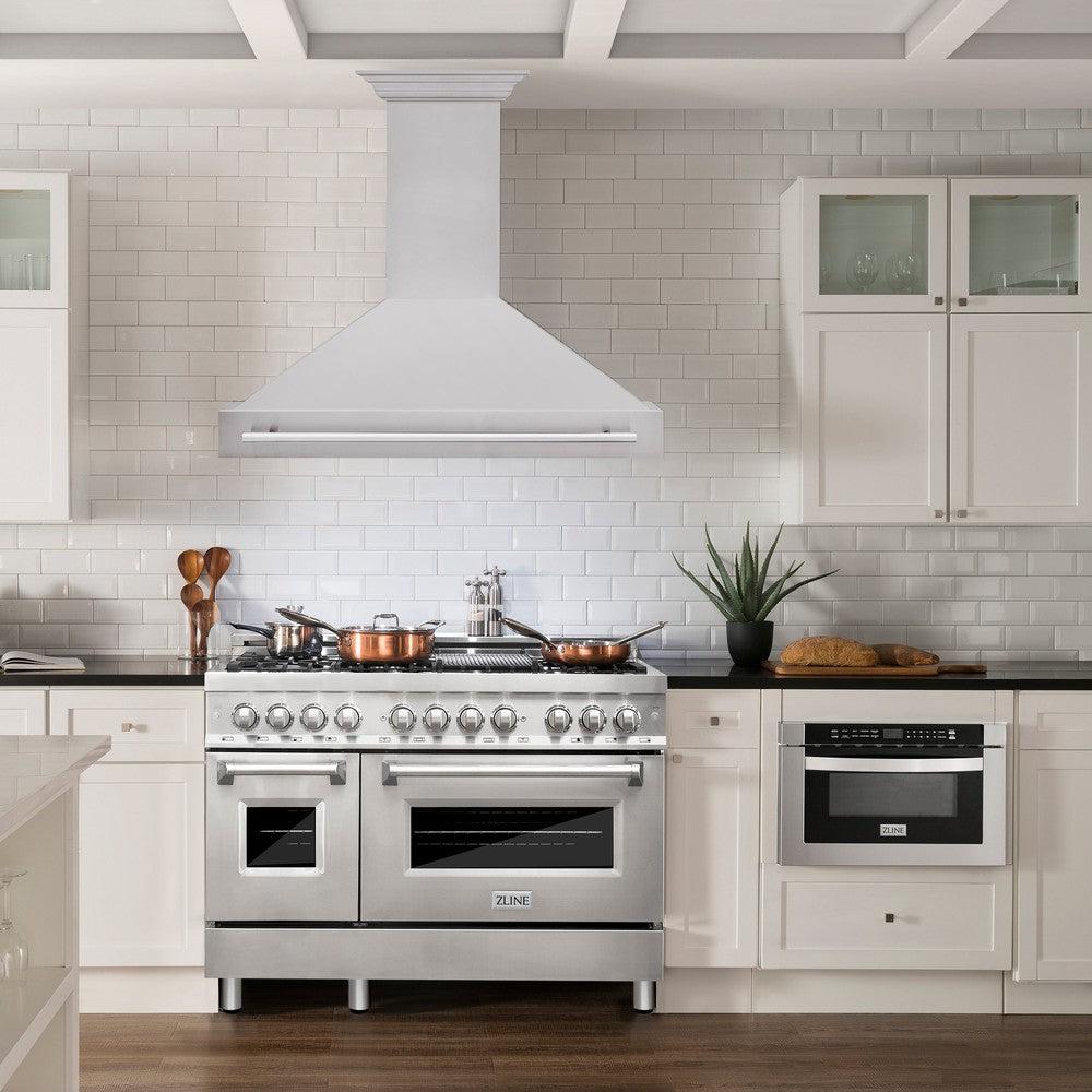 ZLINE 48 Inch Stainless Steel Range Hood with Stainless Steel Handle (8654STX 48) - Professional Kitchen Ventilation for Gas Stoves & Cooking Areas