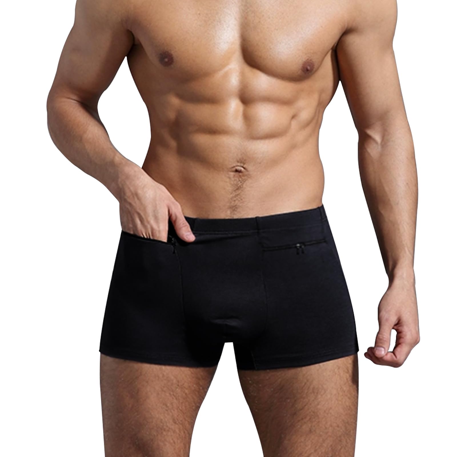 Men's Underwear with Hidden Pockets - 2 Pack Black Boxer Briefs for Travel, Gym & Everyday Comfort - Secure Storage for Cash, Cards & Valuables