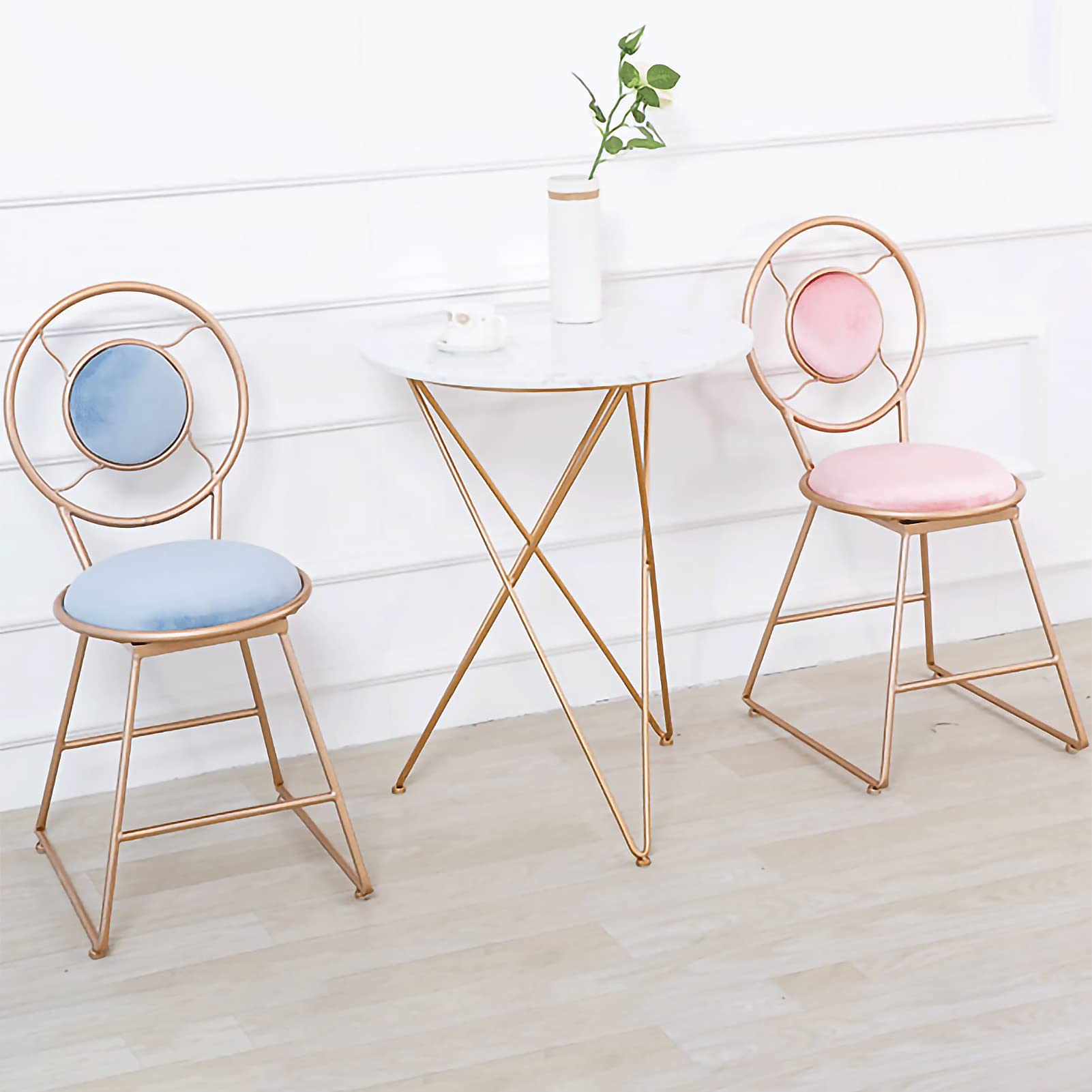 Modern Dining Chairs Set of 2 - Upholstered Fabric Armless Side Chairs with Sturdy Metal Legs & Iron Art Back Design for Kitchen, Cafe, Living Room & Bedroom | Perfect for Small Spaces, Breakfast Nooks & Contemporary Dining Areas