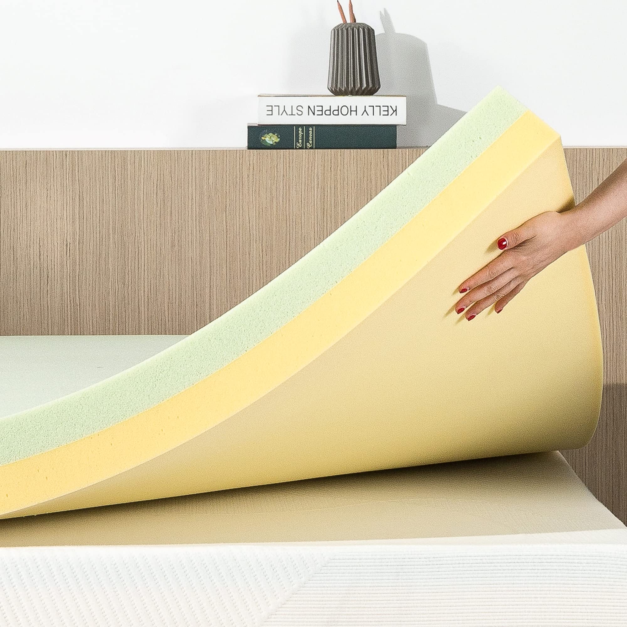 ZINUS 4 Inch Green Tea Memory Foam Mattress Topper - Twin Size, Pressure Relieving & Lumbar Support, CertiPUR-US Certified for Back Pain Relief | Perfect for Guest Beds, Dorm Rooms & Home Comfort Upgrade