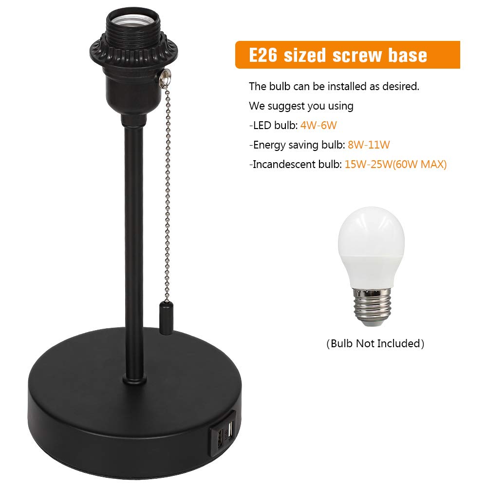 USB Table Lamp Set of 2 - Bedside Nightstand Lamp with Dual USB Charging Ports, Fabric Shade Desk Reading Light for Living Room, Bedroom, Office - Perfect for Night Reading, Charging Devices & Home Decor