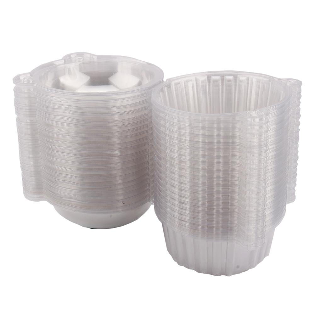 100 Pcs Clear Plastic Fruit Box - Dome Snack Container for Cupcakes, Desserts, Party Favors | Reusable Food Storage for Home, Kitchen, Dining Room & Events