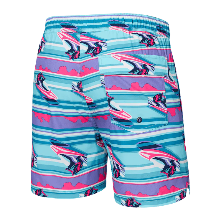 SAXX Men's 5-Inch Oh Buoy 2-in-1 Volley Swim Trunks with Pouch Liner - Quick-Dry Board Shorts for Swimming, Beach, Jetski & Pool Activities