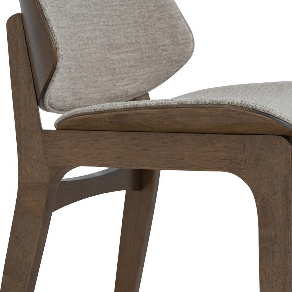 ERZA Modern Dining Chair - Solid Walnut Wood Frame & Grey Upholstery - Comfortable Kitchen, Dining Room, or Office Chair for Home Decor