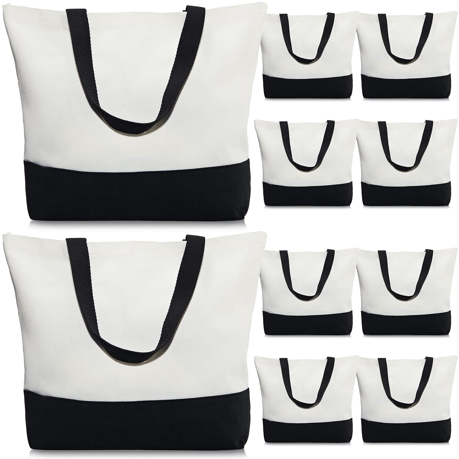 10 Pack Blank Canvas Tote Bags - Large Reusable Grocery Bags for Shopping, Beach & Travel