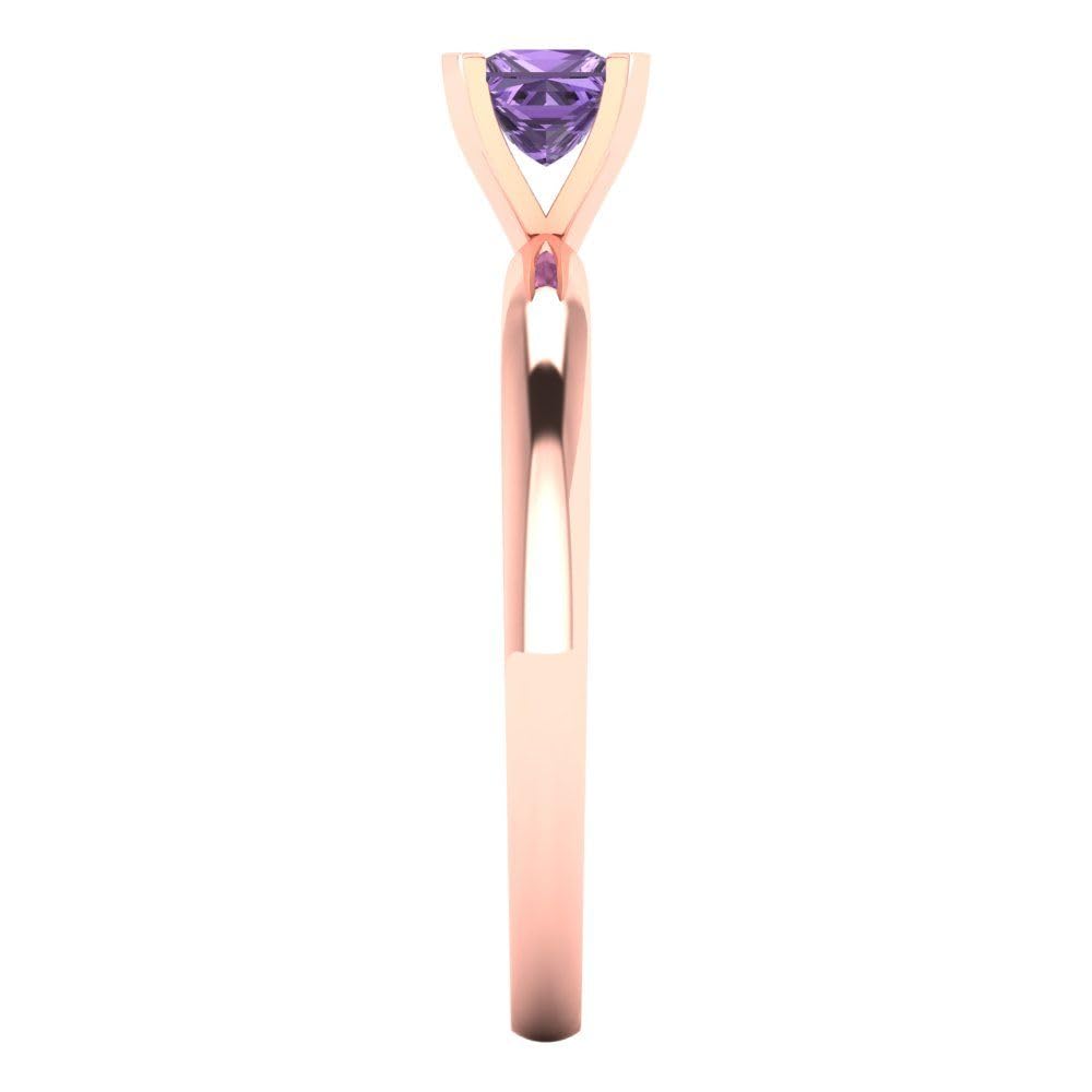 0.50ct Princess Cut Simulated Alexandrite Engagement Ring - 14k Rose Gold Solitaire Bridal Wedding Band for Anniversary, Proposal & Special Occasions