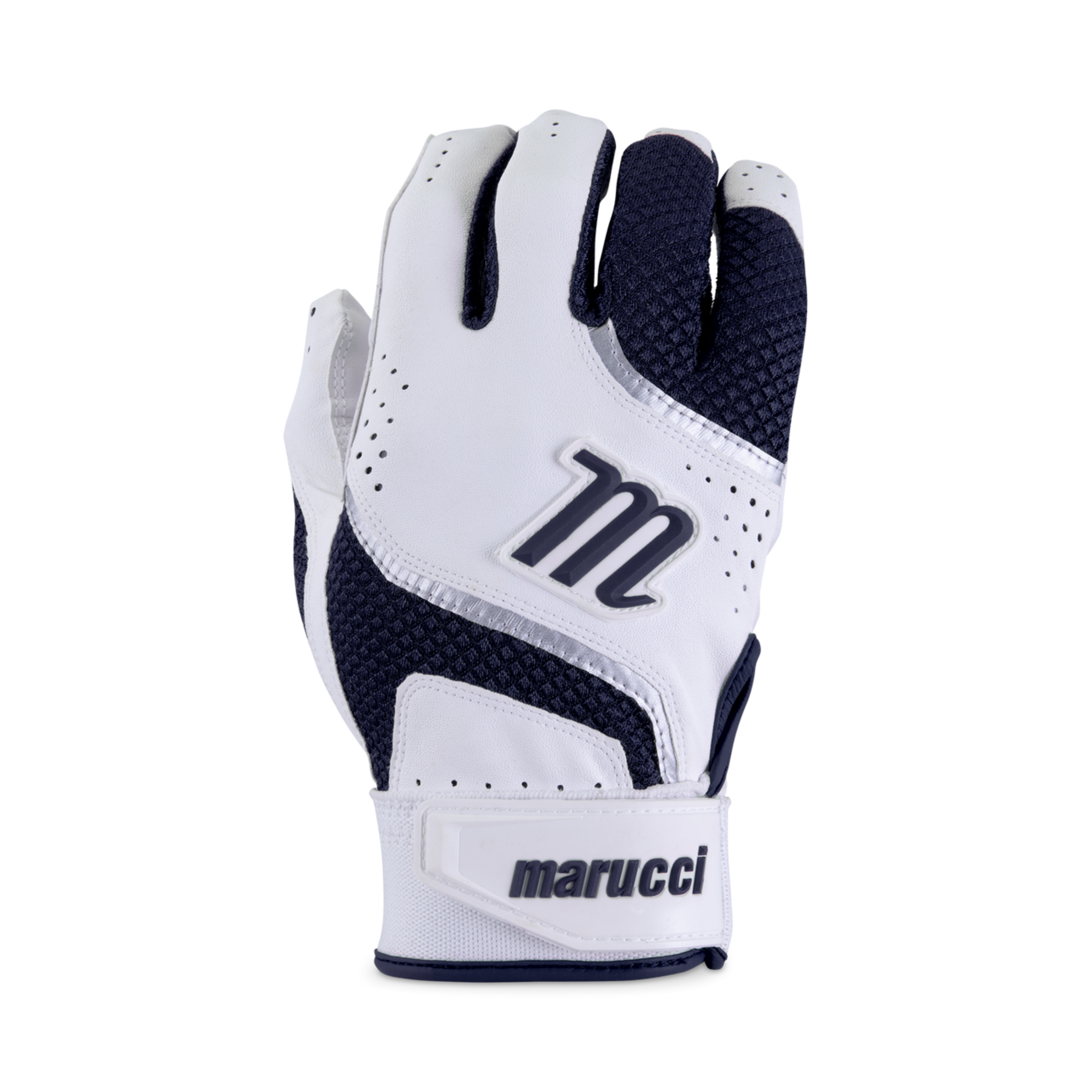 Marucci Adult Baseball Batting Gloves - Premium Leather Hitting Gloves for Men & Women - Perfect for Training, Games & Practice (Black/White)