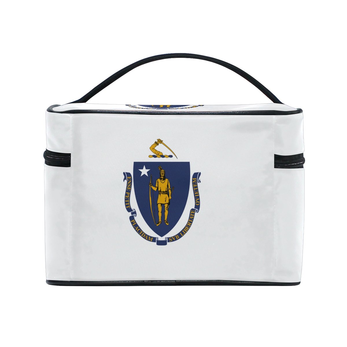 Massachusetts State Flag Travel Makeup Bag - Portable Cosmetic & Toiletry Organizer Case for Women - Perfect for Vacation, Gym, and Daily Essentials Storage