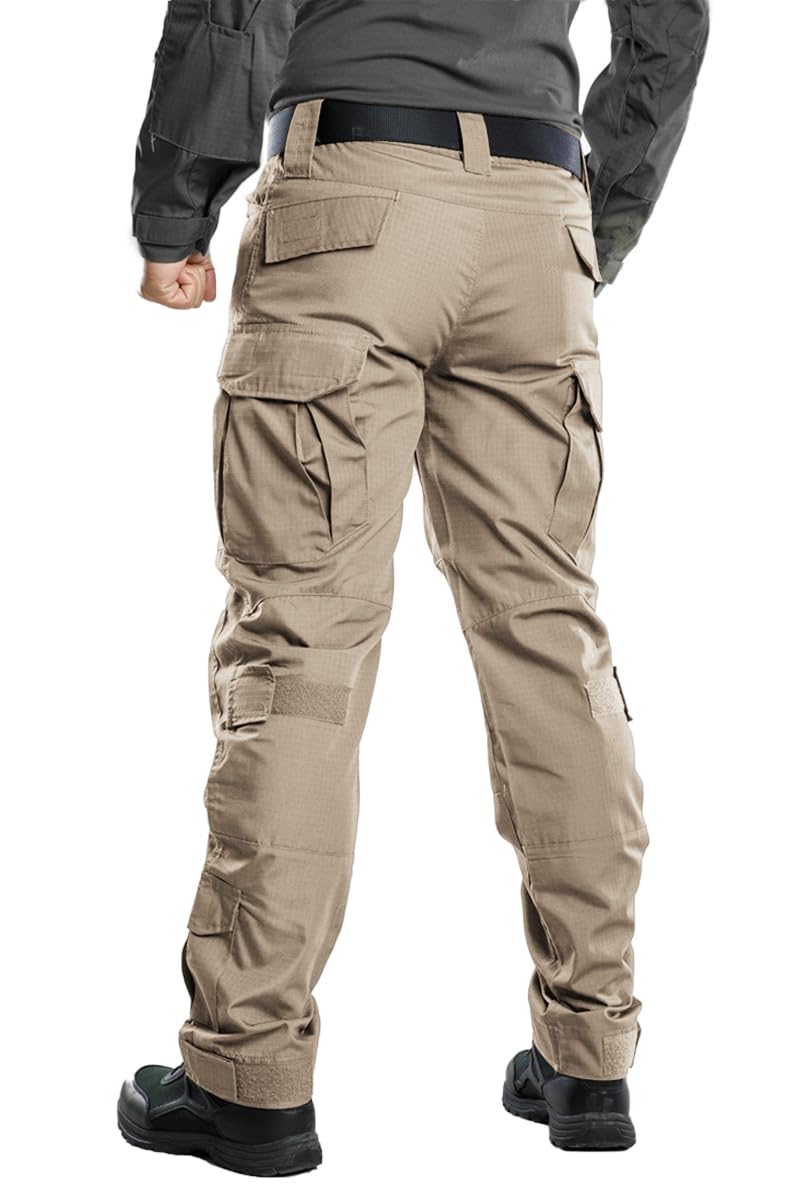 TRGPSG Men's Hiking Pants - Durable Ripstop Camo Cargo Pants with Multiple Pockets for Outdoor Adventures, Camping & Casual Work Wear