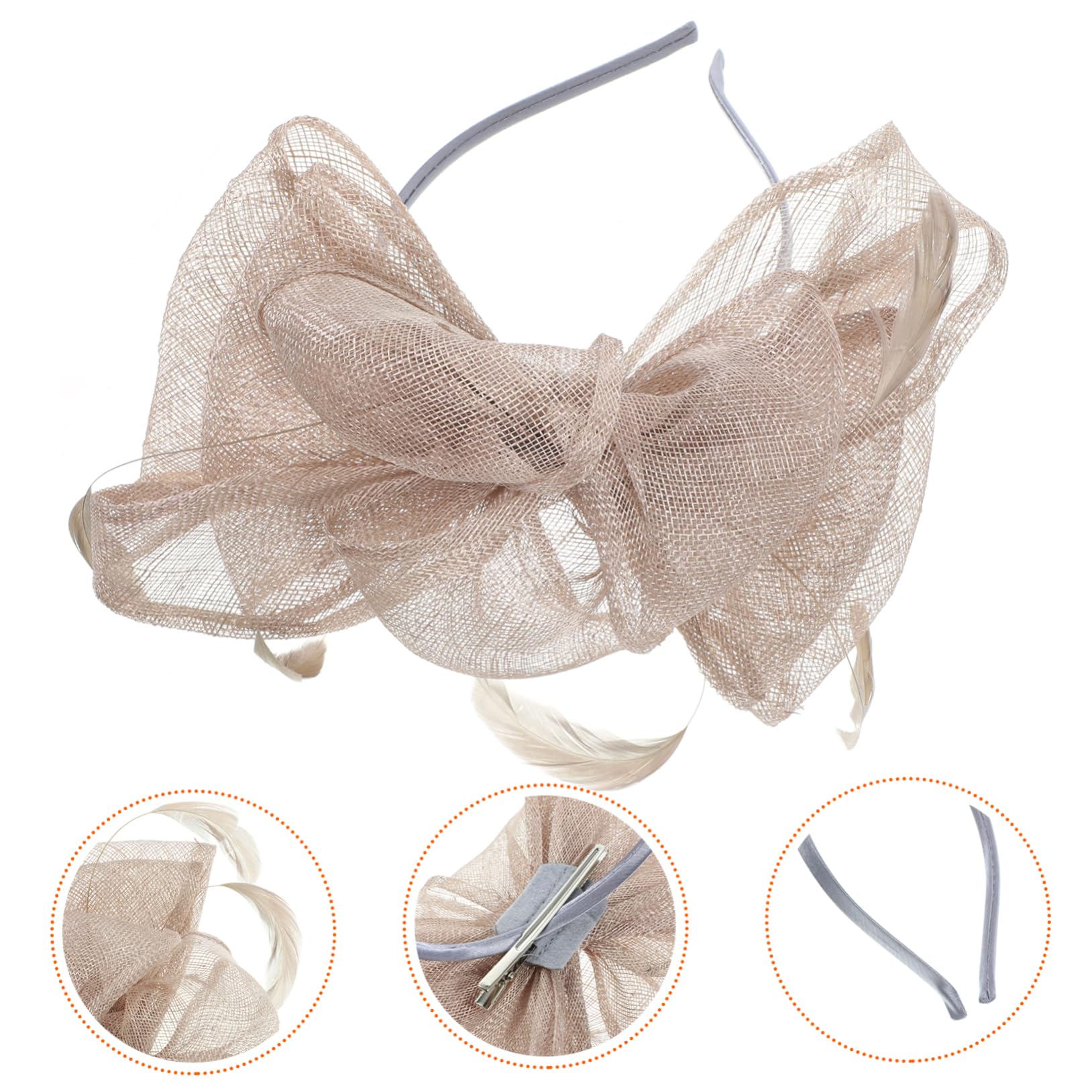 Lurrose Women's Headbands - Elegant Hair Accessories for Tea Party, Wedding, Bridal Veil & Special Occasions - Grey Fascinator Headband with Hair Clip - Perfect for Women's Events and Formal Gatherings
