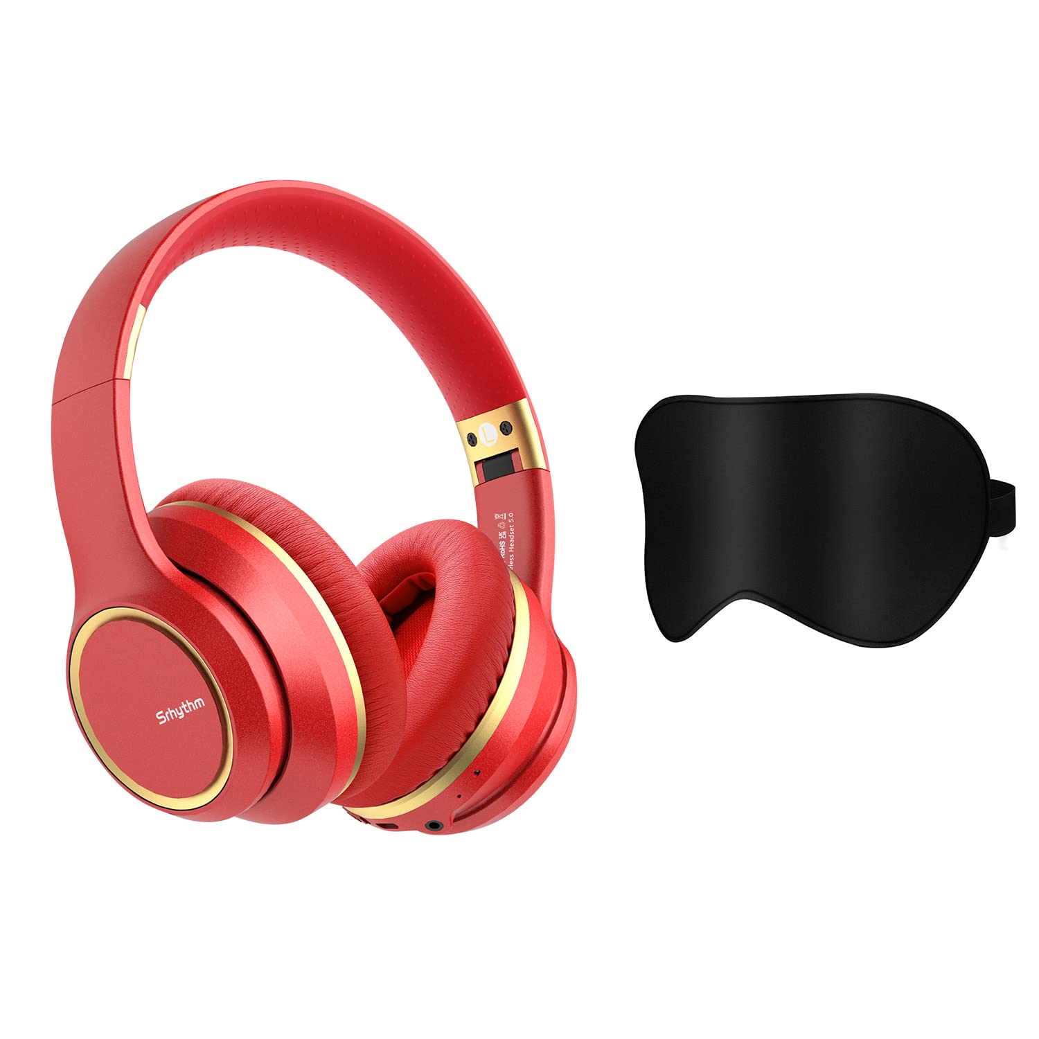 Srhythm NC15 Wireless Noise Cancelling Headphones with Bluetooth 5.0, Over-Ear Headset with Comfortable Soft Sleep Mask & Adjustable Strap - Perfect for Travel, Work, and Relaxation