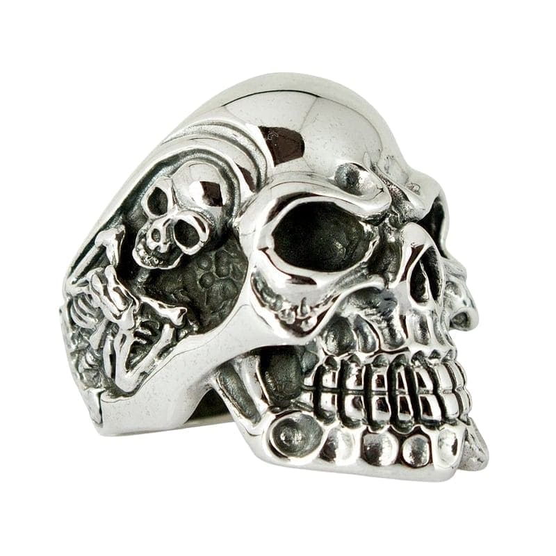 Gothic Biker Skull Ring - Heavy Duty Sterling Silver Men's Jewelry for Motorcycle Riders & Rock Fashion Enthusiasts | Perfect for Biker Gangs, Rock Concerts & Edgy Street Style