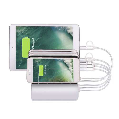 6-Port USB Hub Charger with 10.2A Fast Charging - Multi-Port Charging Station for iPhone, iPad, Samsung Tablets & Smartphones - Perfect for Home, Office & Travel Use