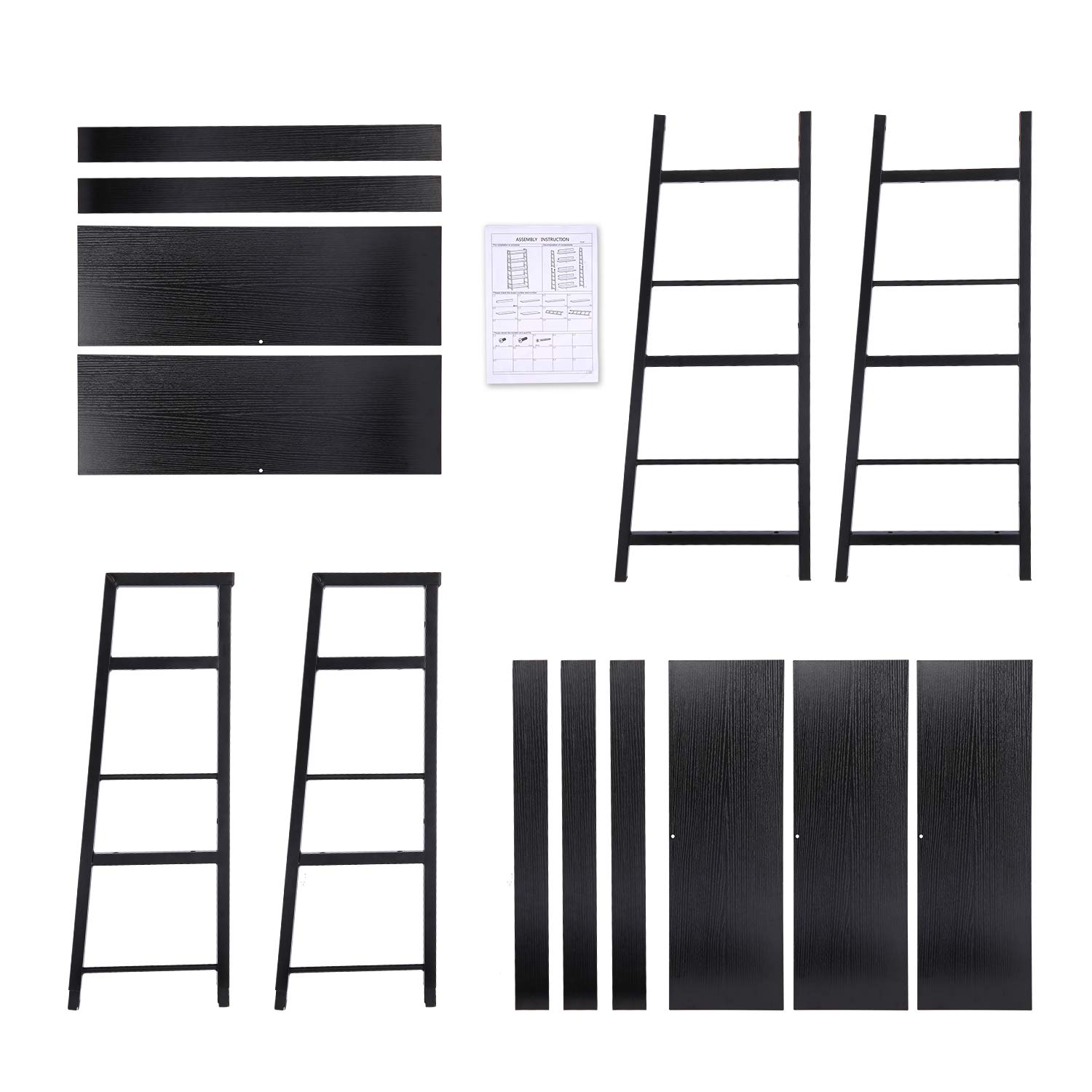 Homdox 5-Tier Industrial Ladder Shelf - Wood & Metal Bookcase, Plant Stand, Storage Shelves for Home, Office & Living Room Decor | Perfect for Books, Plants & Display Organizing