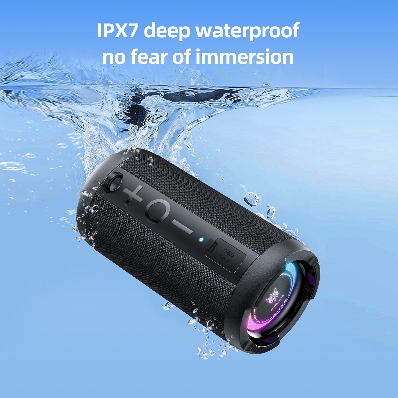 ONIKUMA L20 RGB Outdoor Bluetooth Speaker - IPX7 Waterproof, Dual Pairing, 30W HD Sound for Home Theater, TV, PC Gaming, Pool Parties & Camping