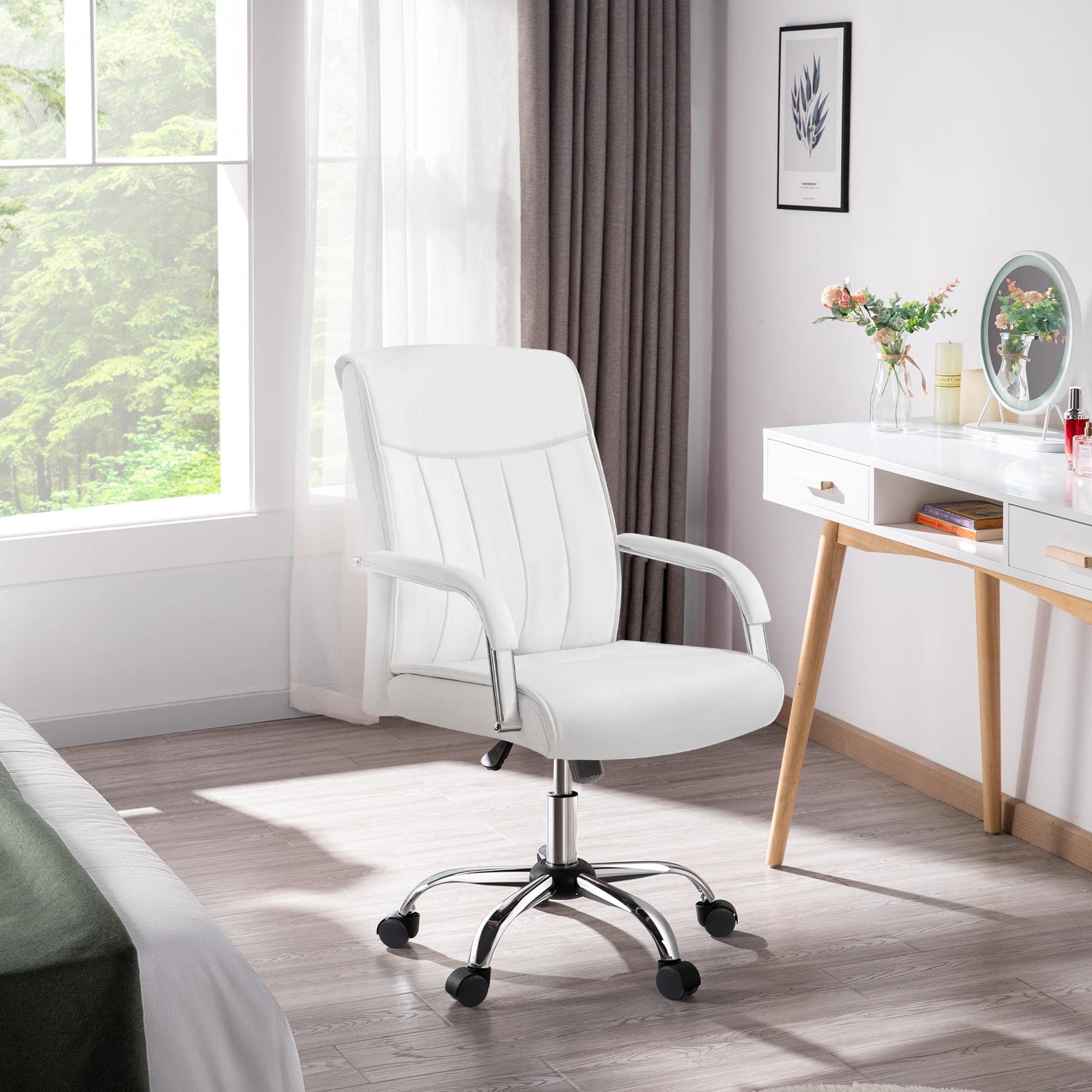 Yaheetech Ergonomic Office Chair - Adjustable Swivel Rolling Desk Chair with Lumbar Support & Headrest - Perfect for Home Office, Gaming, and Workspace Comfort