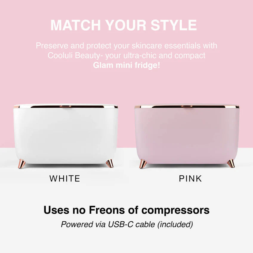 Cooluli Glam 9L Mini Fridge for Skincare & Makeup - Portable Cosmetic Cooler with USB Power for Bedroom, Office, Dorm | Perfect for Storing Perfumes, Serums & Beauty Products