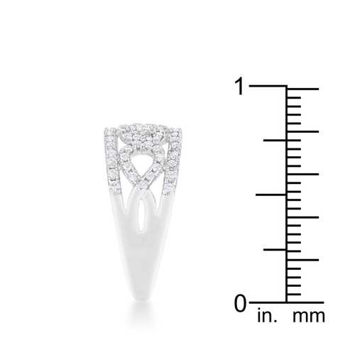 0.5ct Cubic Zirconia Rhodium Plated Contemporary Wedding Band Ring for Women - Elegant Stackable Ring for Bridal, Anniversary & Everyday Wear