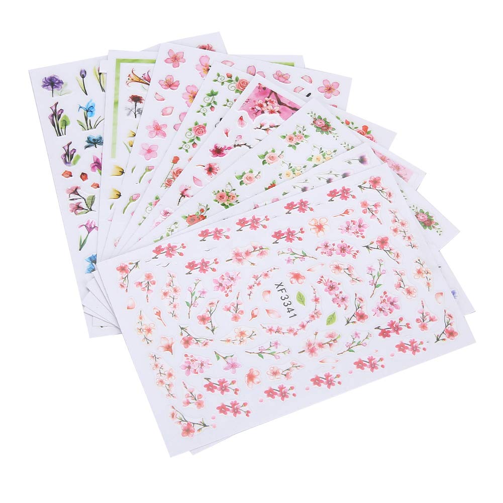 3D Nail Art Decorations - 8pcs Temporary Nail Stickers for Women, DIY Nail Art Designs for Home & Salon Use - Perfect for Parties, Weddings, and Special Occasions