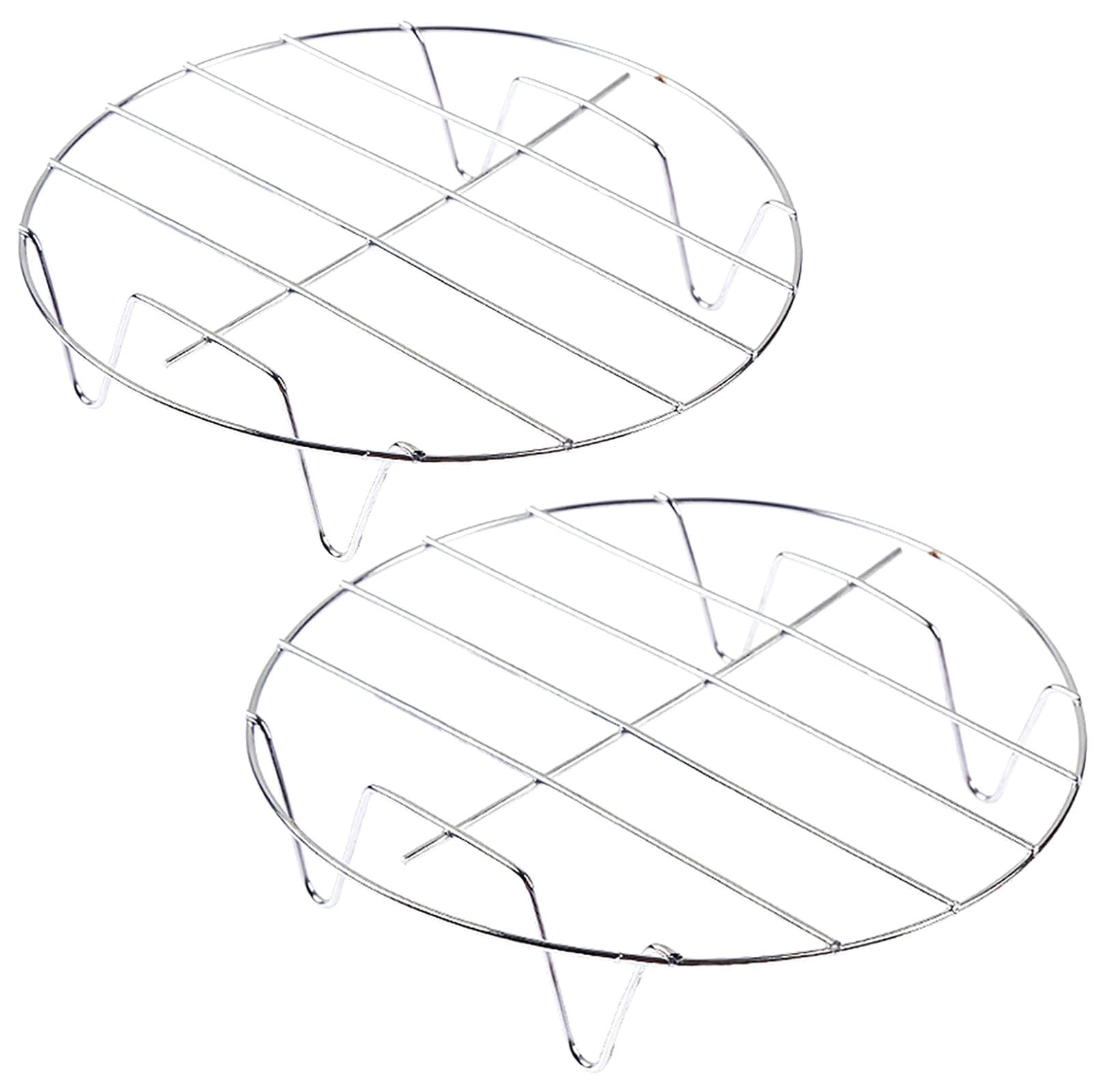 2-Pack Stainless Steel Steamer Racks – 5.9 Inch Round Steam Plate for Cooking, Roasting, Cooling & Food Steaming – Perfect for Kitchen, Camping & Outdoor BBQ (Silver)