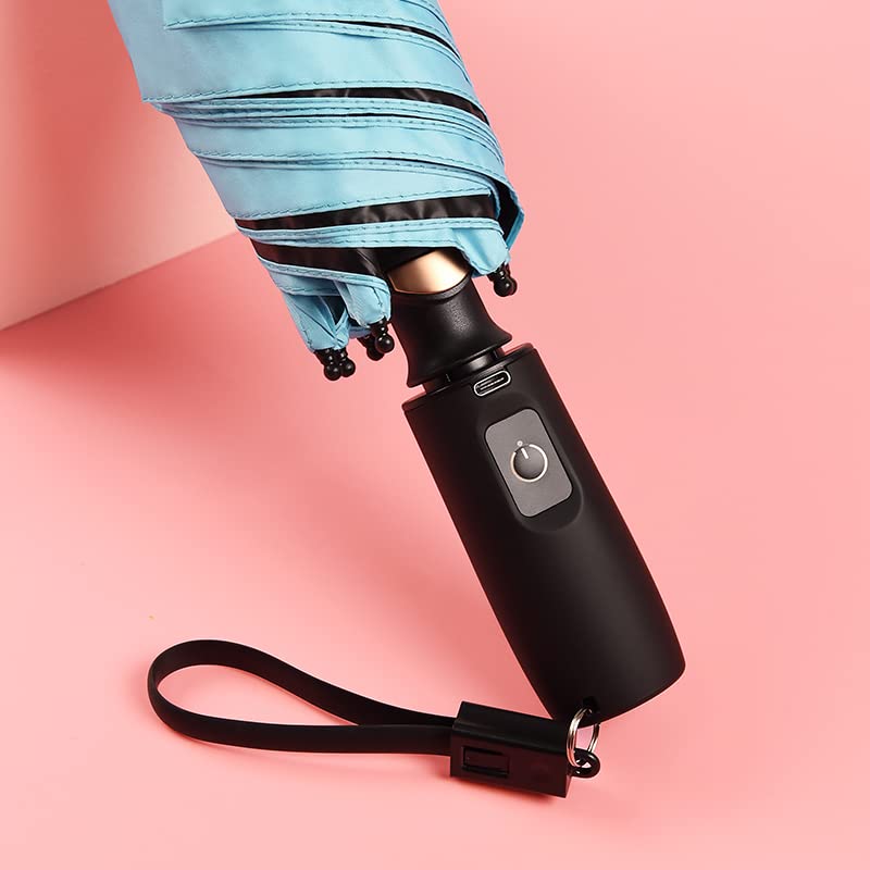 Portable Electric Cooling Fan UV Sun Protection Rainproof Umbrella - Perfect for Outdoor Activities, Beach, Camping & Travel