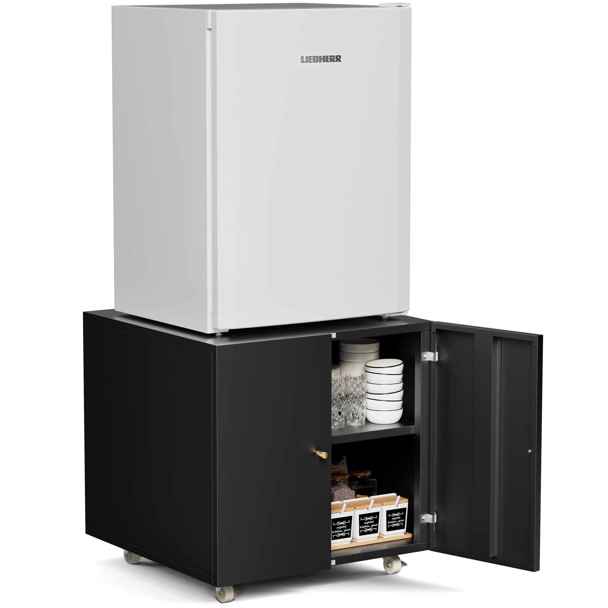 INMOZATA Adjustable Metal Fridge Cabinet with Wheels - 23.62