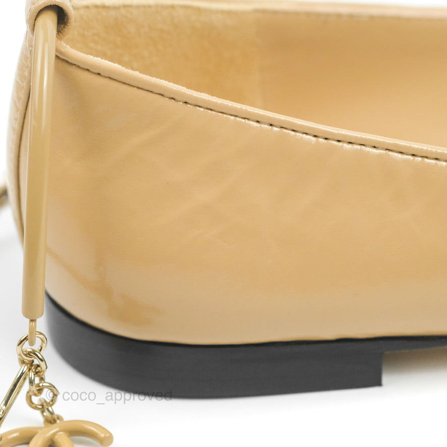 Chanel Cap Toe Ankle Chain Ballerina Flats - Women's Luxury Ballet Shoes in Black & Beige | Perfect for Office, Date Night & Special Occasions