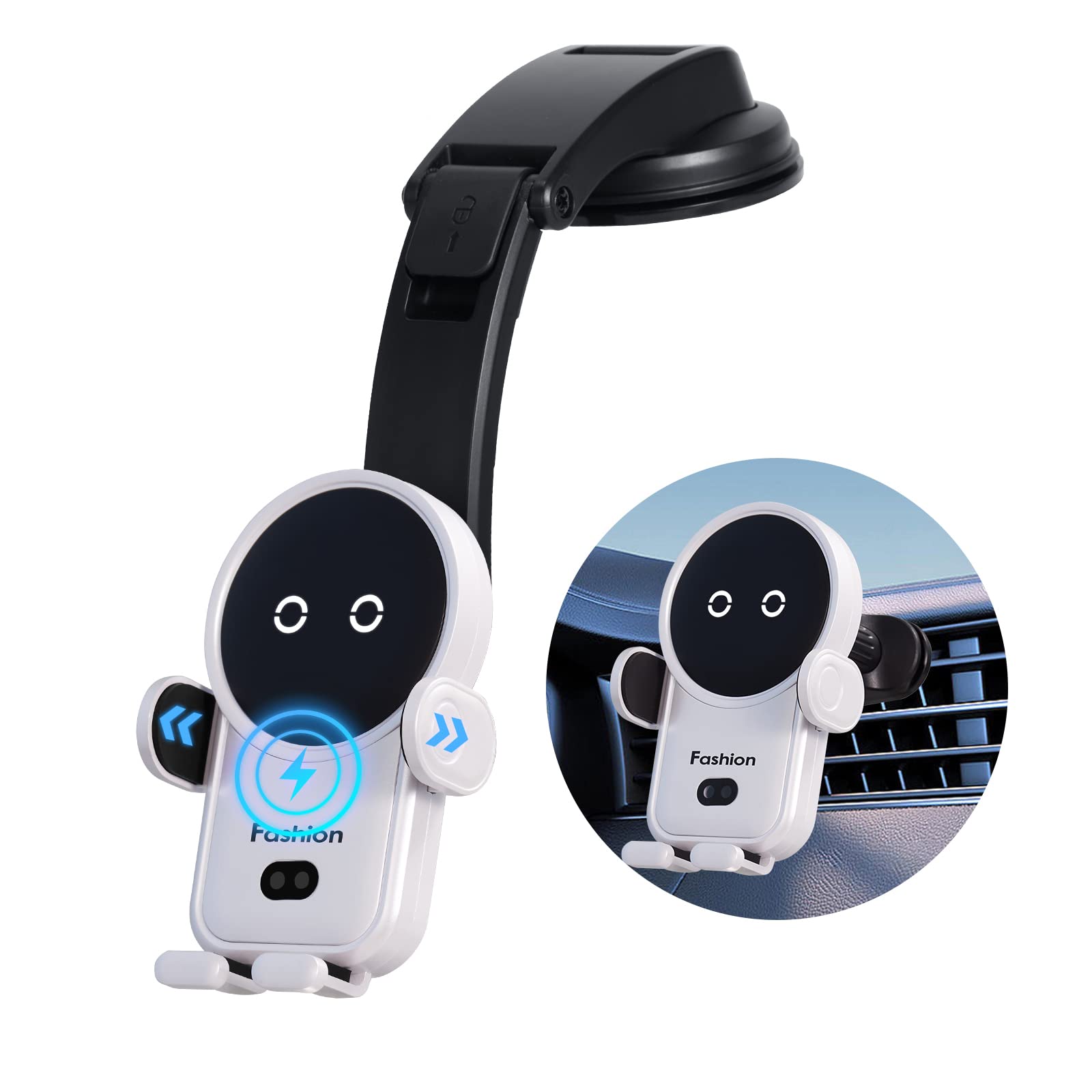 15W Qi Fast Wireless Car Charger Mount - Auto Clamping Phone Holder for iPhone 14/13/12/11/XS/XR/8 & Samsung S22/S21/S20/Note 20 - Smart Sensor Air Vent Car Mount for Safe Driving & Hands-Free Charging | Perfect for Commuting, Road Trips & Daily Use