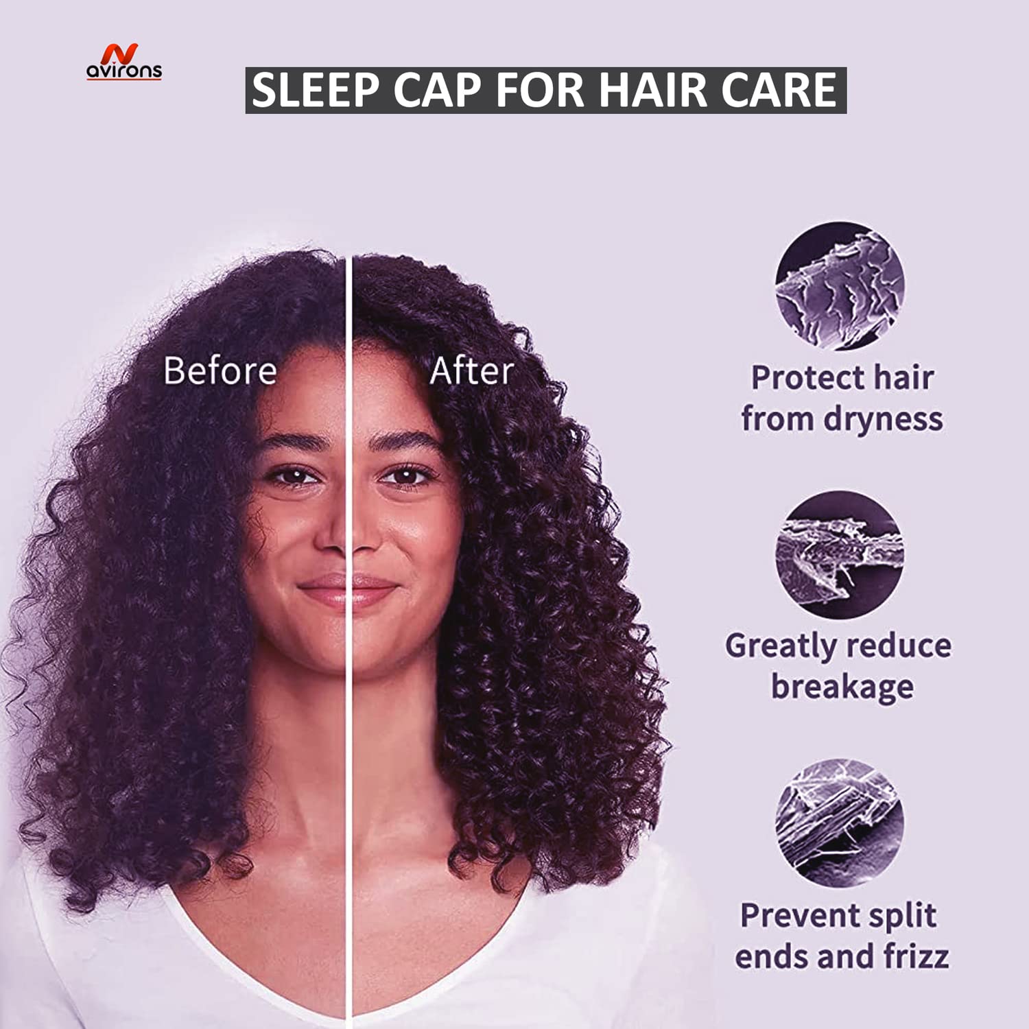Avirons Pure Satin Silk Hair Bonnet Cap for Women & Girls - Double Layer Sleeping Hair Cover with Scrunchies & Eye Mask | Soft Hair Protection for Nighttime, Travel & Home Use | Prevents Breakage & Frizz