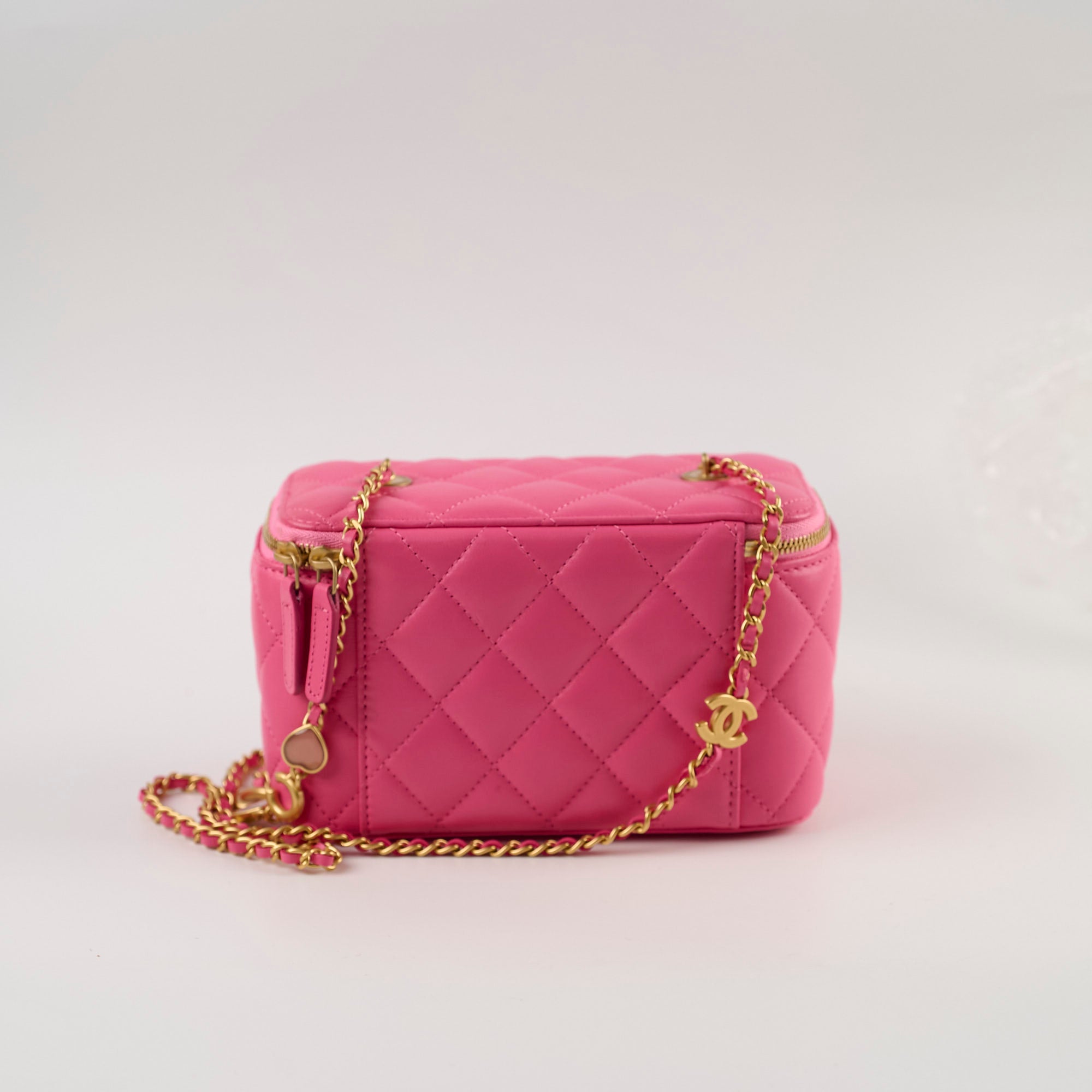 Chanel Pink Vanity Case with Coco Chain - Authentic Luxury Crossbody Bag with Microchip for Women | Perfect for Parties, Date Nights & Special Occasions