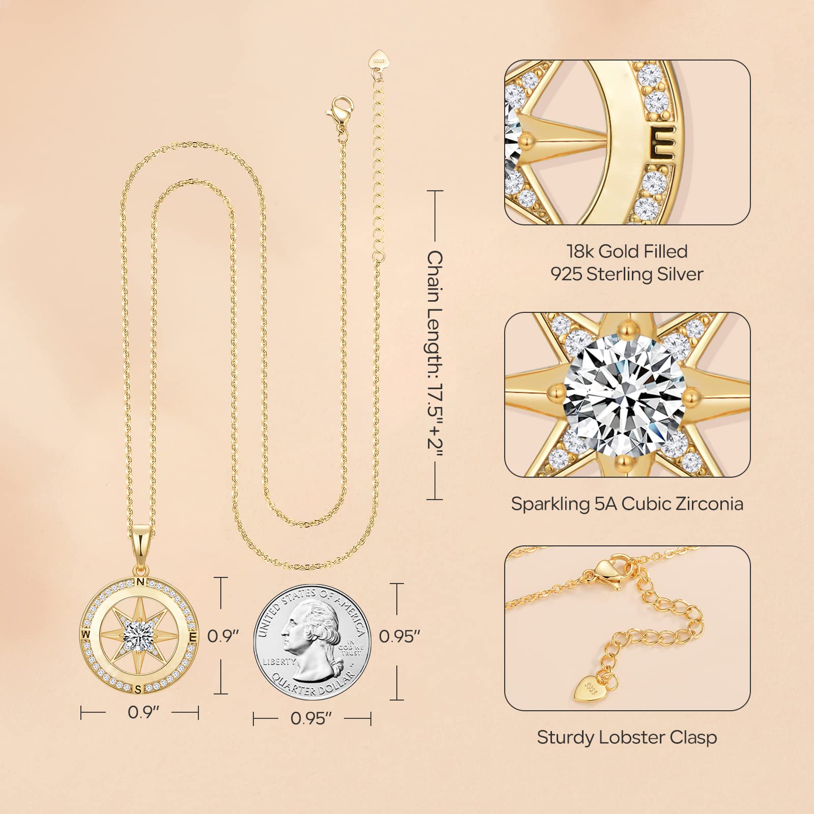 2024 Graduation Gifts for Women - Elegant Compass Necklace Jewelry for College & High School Graduates | Perfect Gift for Friends, Daughters & Class of 2024 | Ideal for Commencement Ceremonies, Graduation Parties & Special Occasions