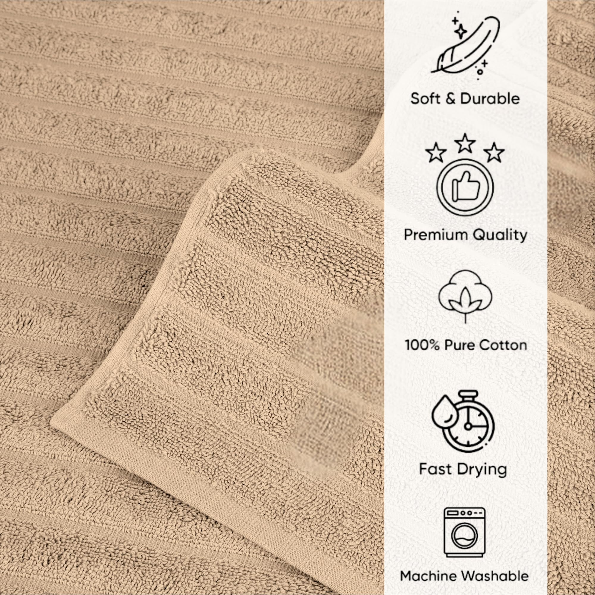 Premium 100% Cotton Turkish Bath Towels & Rugs Set - 2 Piece Ultra Absorbent Bathroom Mats, Soft & Quick-Drying, Machine Washable (20