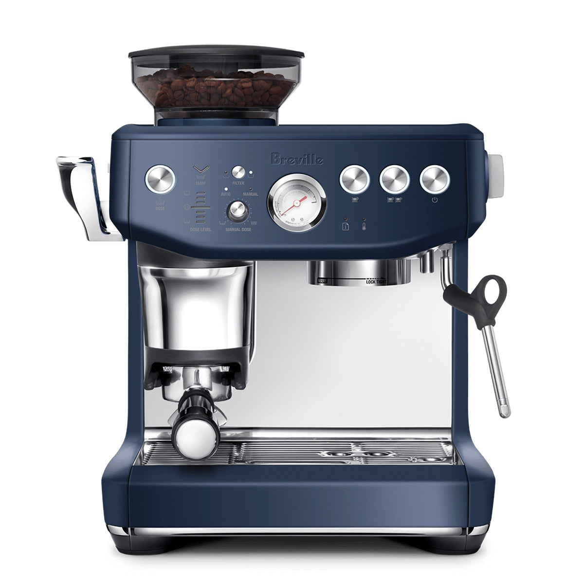 Breville Barista Express Impress Automatic Espresso Machine - BES876DBL in Damson Blue | Professional Home Coffee Maker for Espresso, Latte & Cappuccino | Perfect for Kitchen, Office & Coffee Enthusiasts
