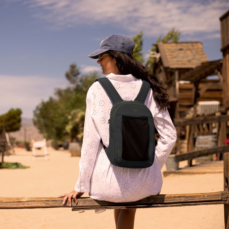 Travelon The Voyages Anti-Theft Small Backpack with XL Water Bottle Pocket - Secure Travel Daypack for Commuting, Hiking & Urban Exploration