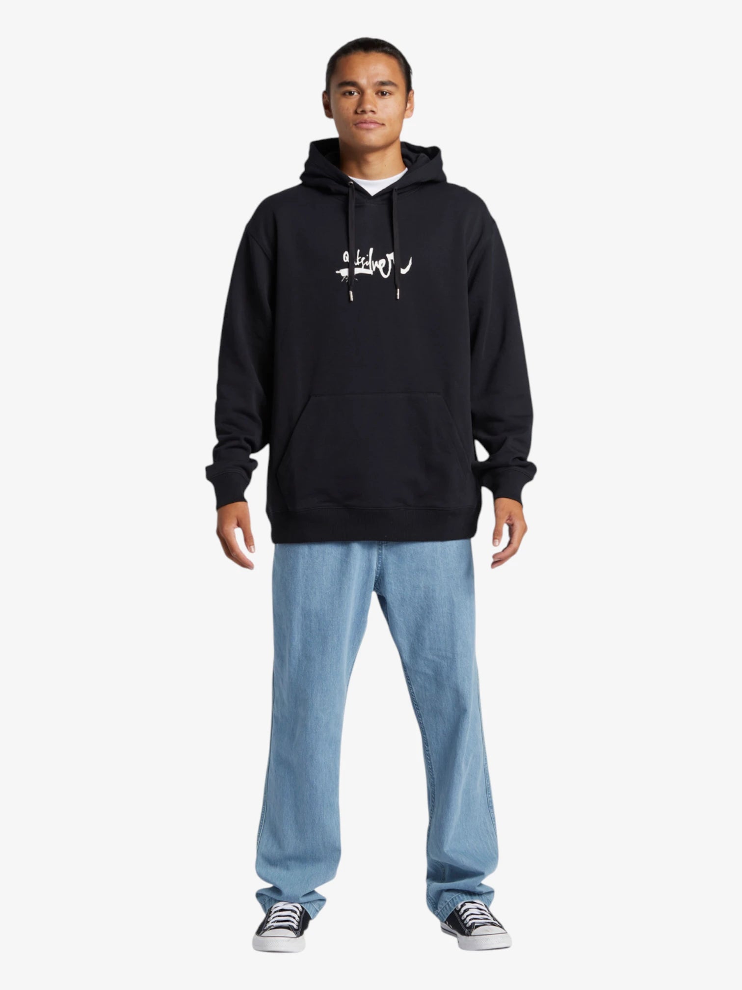 Quiksilver DNA Impaired Logo Black Hoodie - Men's Casual Pullover Sweatshirt for Streetwear & Outdoor Activities