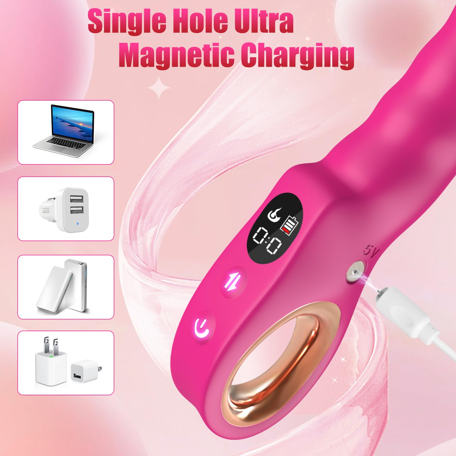 Powerful 7-Speed Thrusting Dildo Vibrator with 7 Vibration Modes - G Spot & Clitoral Stimulator, Anal Sex Toy with Hollow Handle & LCD Display - Adult Wand Massager for Women - Perfect for Solo Play & Couples Intimacy