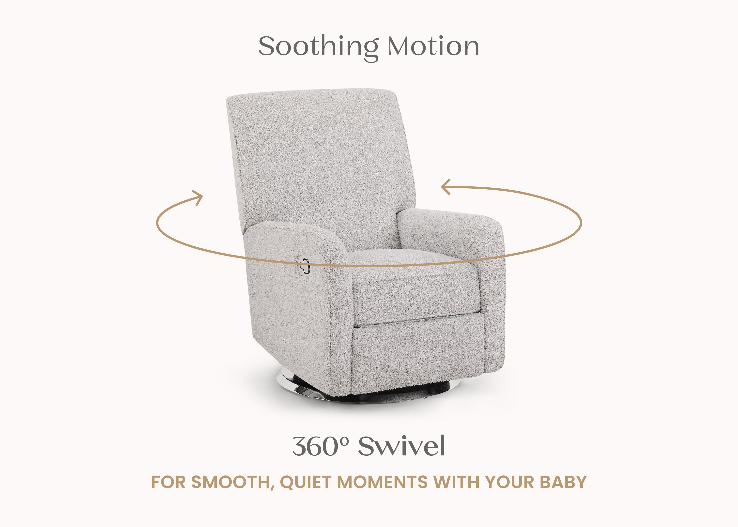 Nest Nursery Swivel Recliner Chair - 360° Rotating Glider Rocker with Lumbar Support for Nursing, Feeding & Relaxing - Perfect for Baby Nursery, Breastfeeding & Nursery Decor