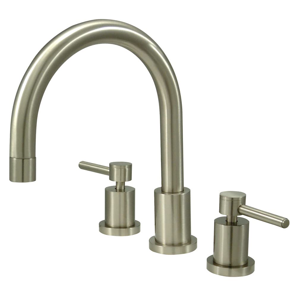 Kingston Brass KS8328DL Concord Roman Tub Faucet with Metal Lever Handle in Brushed Nickel - Perfect for Luxury Bathrooms & Spa Retreats