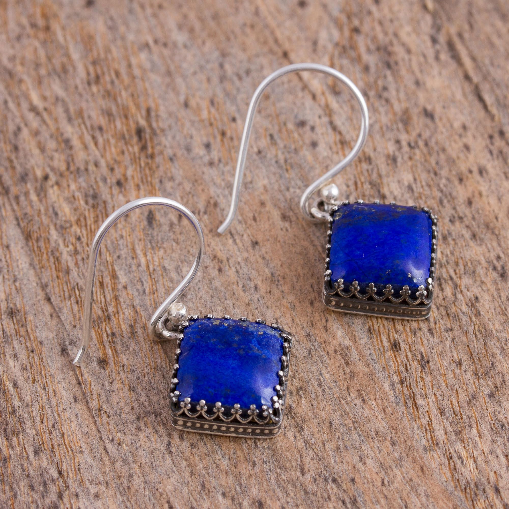 Handmade Lapis Lazuli Dangle Earrings - Sterling Silver Blue Birthstone Jewelry from Mexico | 1.3