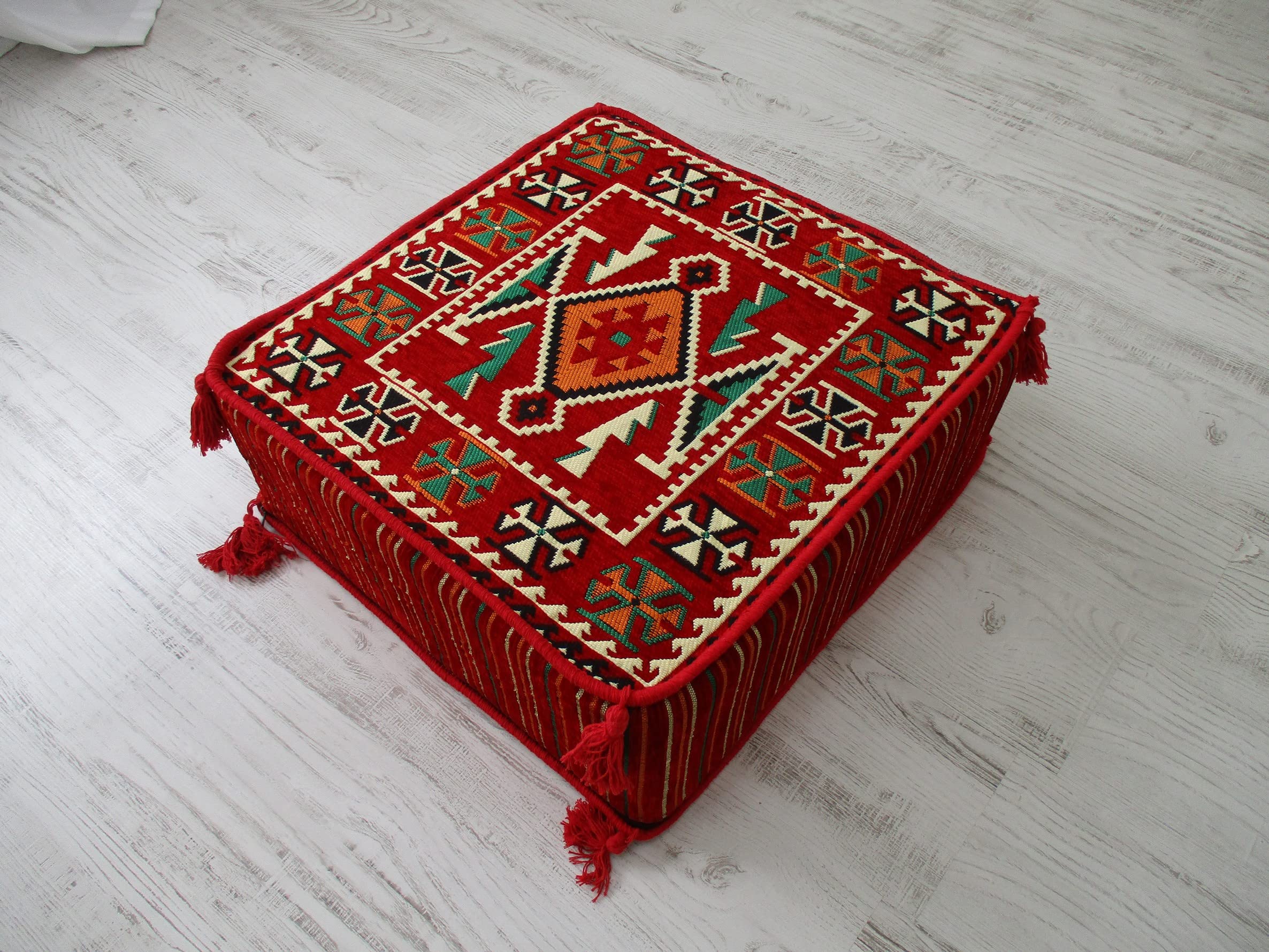 Handmade Kilim Poufs & Ottomans - Moroccan Footstool, Arabic Coffee Table, Pet Bed - Boho Chic Home Decor for Living Room, Bedroom & Outdoor Use