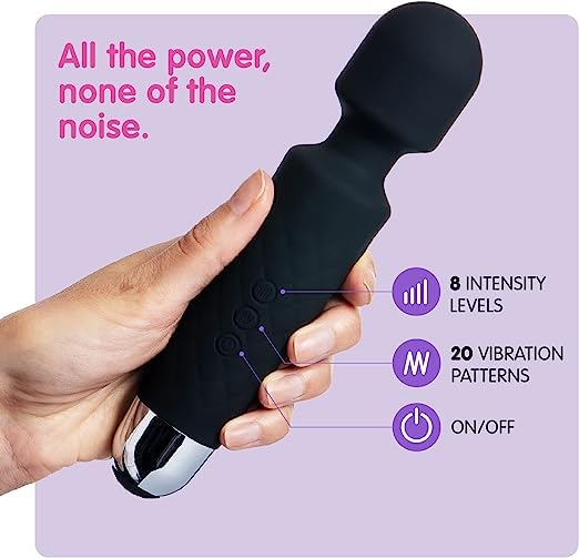 **8-Speed Vibrating Wand Massager for Women - Powerful Clitoral & G-Spot Stimulator with 20 Pleasure Patterns - Quiet, Portable Adult Sex Toy for Solo Play & Couples (Black, Small)**