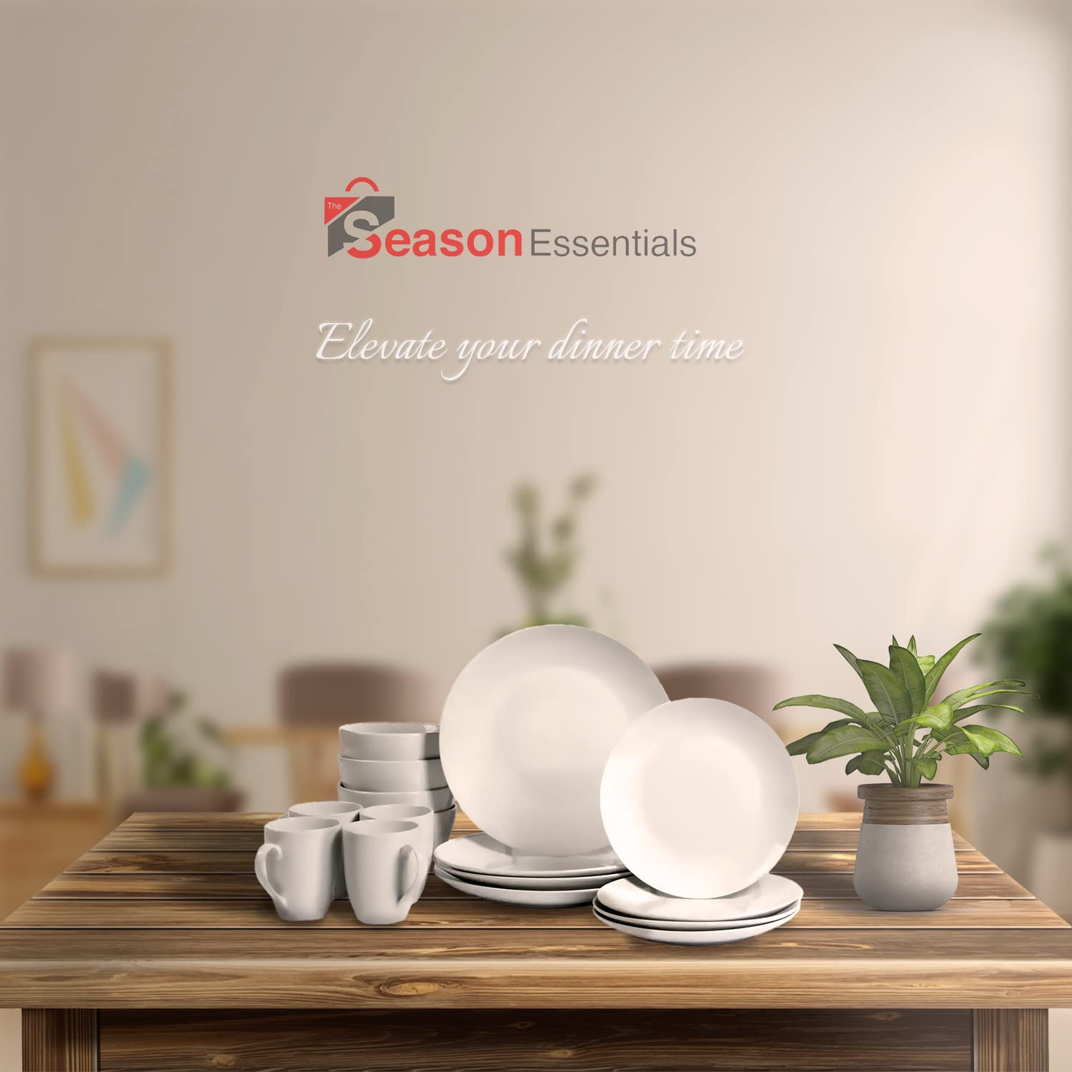 Premium White Ceramic Dinnerware Set - 16 Piece Porcelain Plates, Bowls & Mugs for Everyday Dining, Entertaining & Restaurant Use
