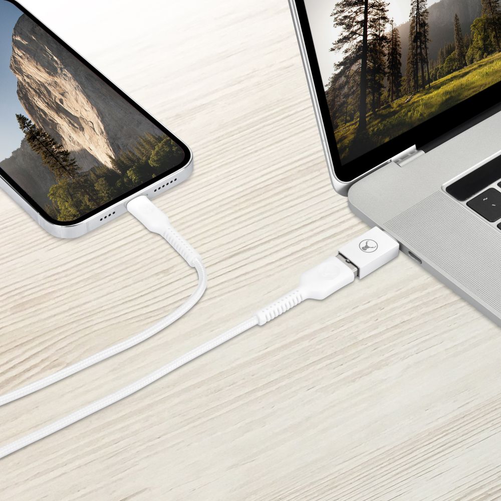 Bonelk USB C to USB A 3.0 Adapter - High Speed Data Transfer & Charging Cable - White - Compatible with MacBook, iPad Pro, Samsung Galaxy & More - Perfect for Office, Travel & Home Use