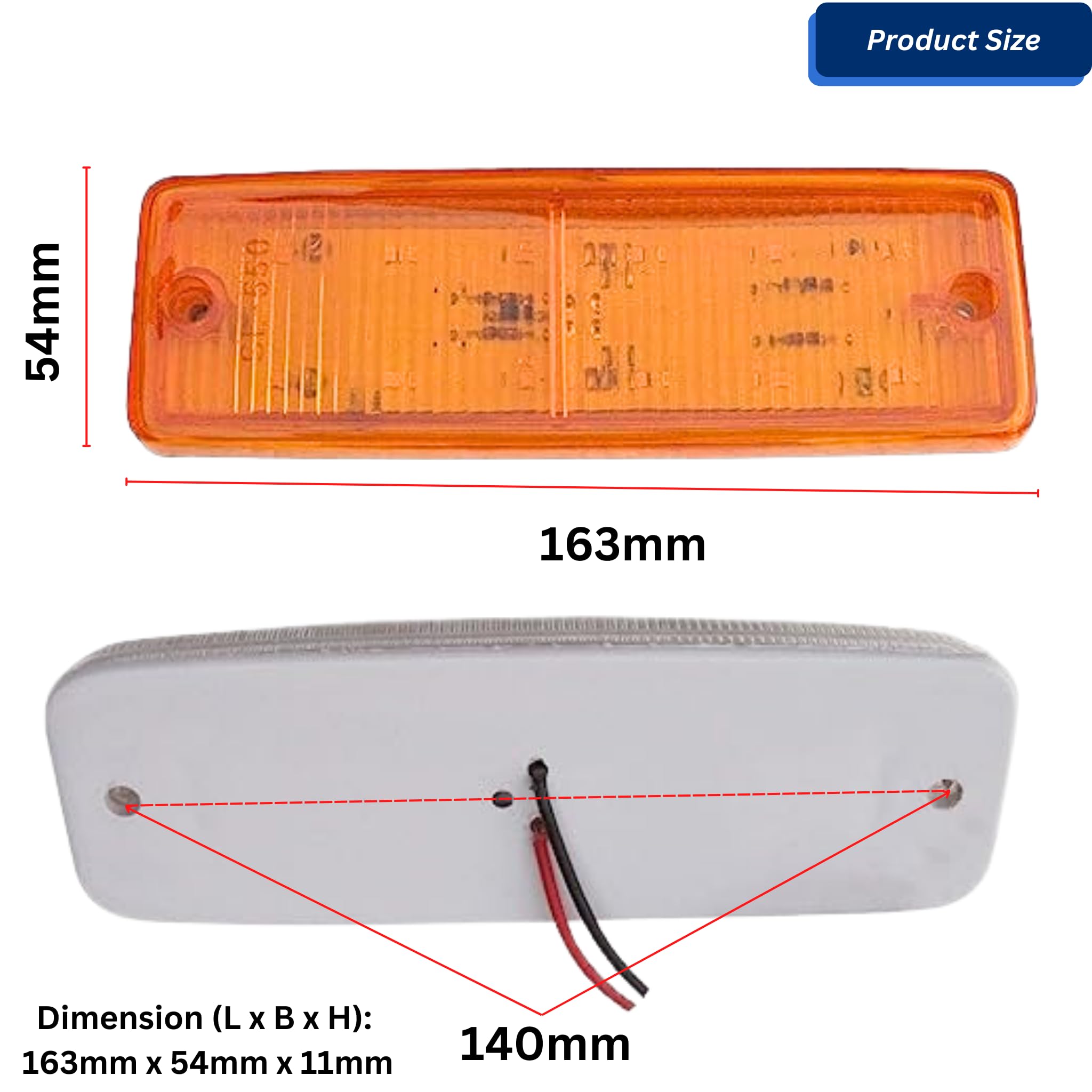24V Amber LED Side Marker Lights for Trucks, Trailers, RVs & Campervans - Universal Fit Rectangular SMD Clearance Lights with Shockproof Design - Perfect for Night Driving, Road Safety & Vehicle Visibility