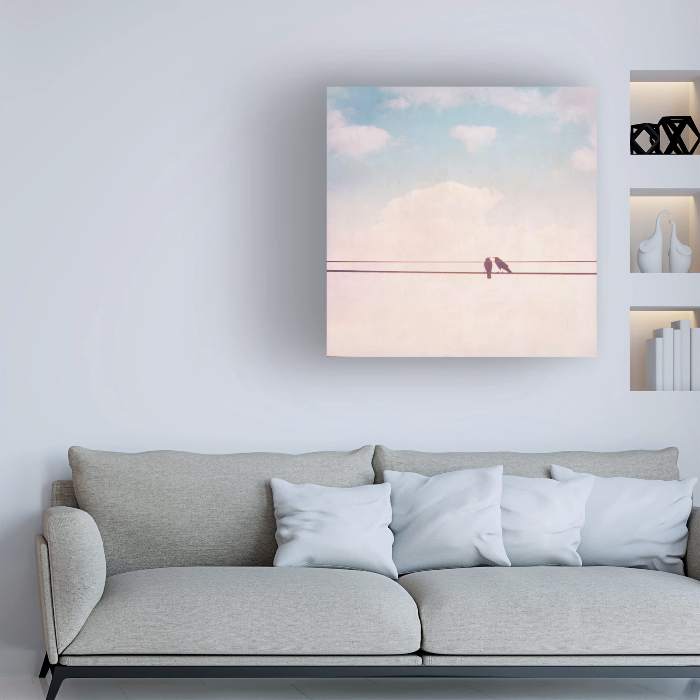 Trademark Fine Art 'Birds on Wires II' Canvas Wall Art by Thomas Brown - Stunning Home & Office Decor for Living Room, Bedroom or Gallery Display