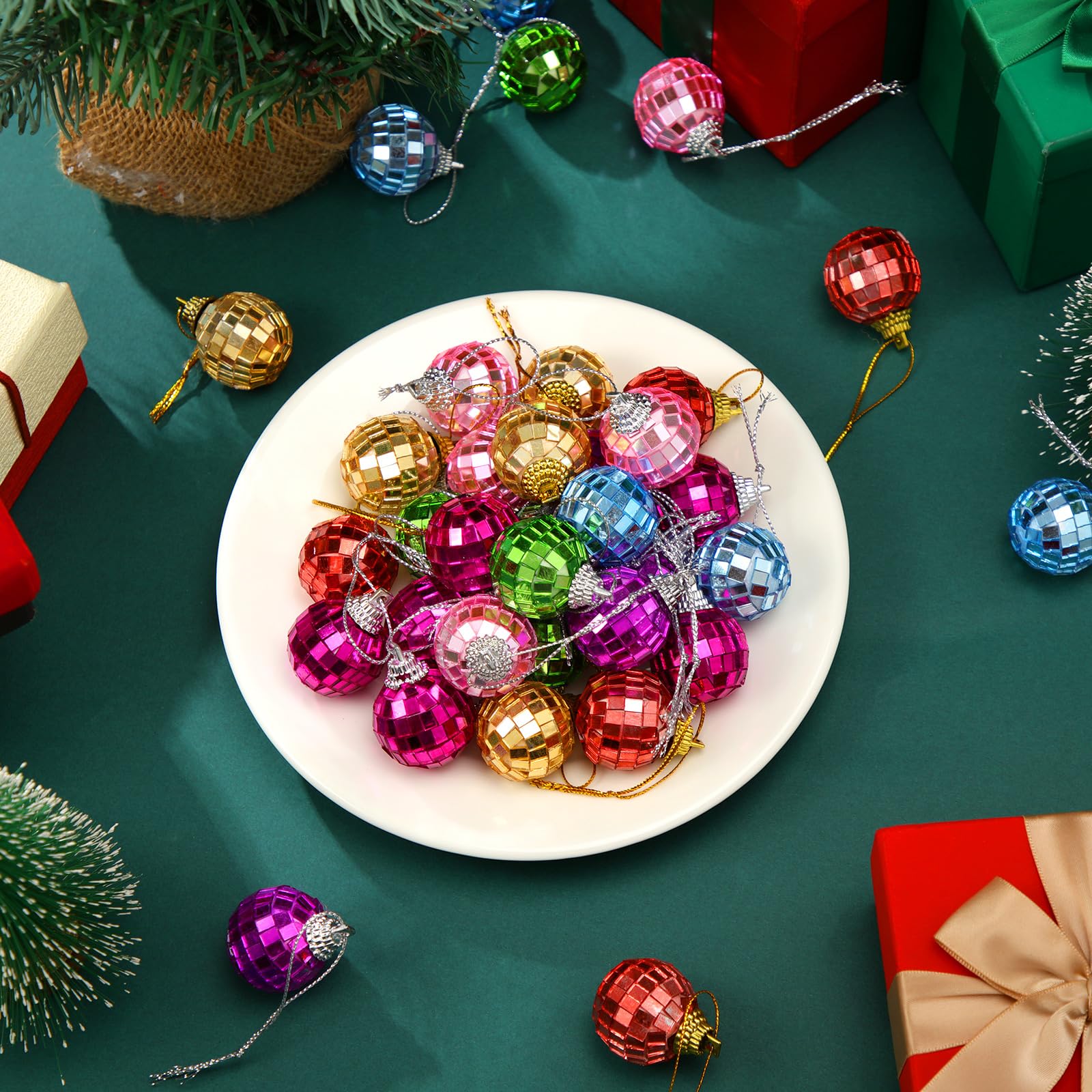 30 Pcs Mini Disco Balls - 1.18 Inch Rainbow Mirror Christmas Ornaments for Xmas Tree, Wedding, Birthday Party Decorations - Perfect for Holiday Decor, Dance Parties & Home Celebration