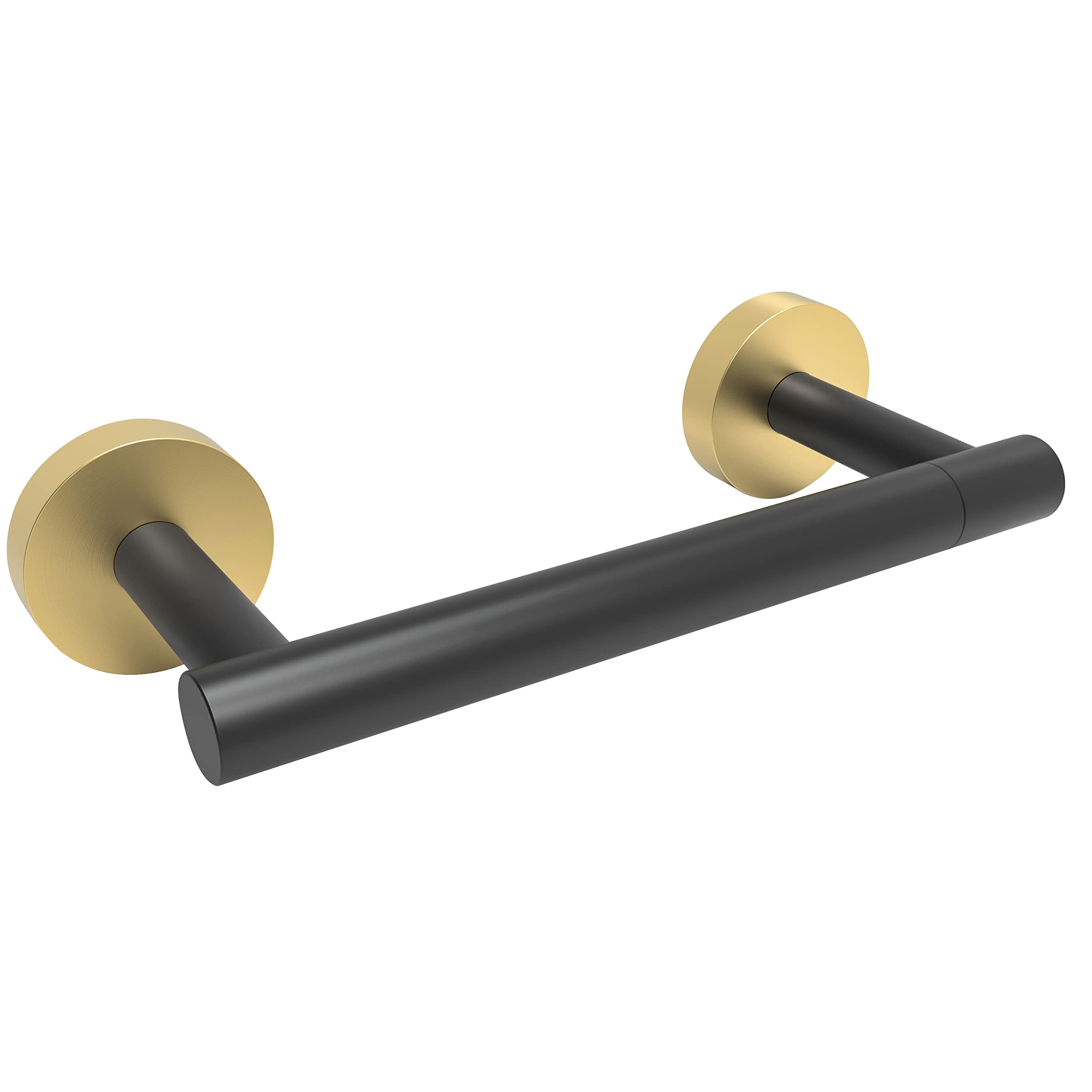 Premium SUS304 Stainless Steel Toilet Paper Holder - Black & Gold Double Post Wall Mounted Roll Holder with Pivot Design for Bathroom, RV & Commercial Use - Durable Matte Black & Brushed Brass Finish for Modern & Luxury Spaces