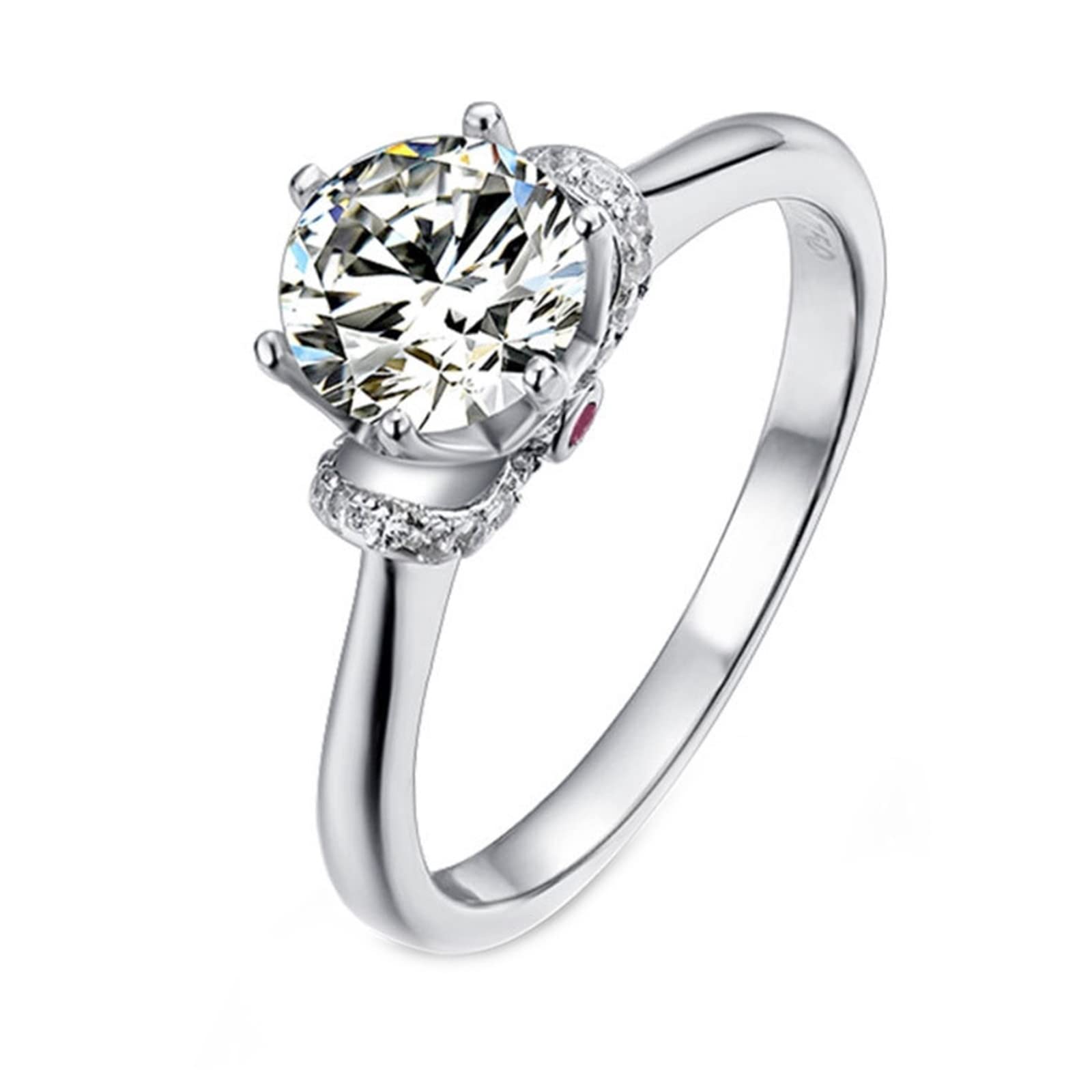 Musihy Women's Engagement Rings - Sterling Silver 6 Prong Solitaire Ring for Her (Size 4-10) | Elegant Wedding Band, Promise Ring & Anniversary Jewelry Gift