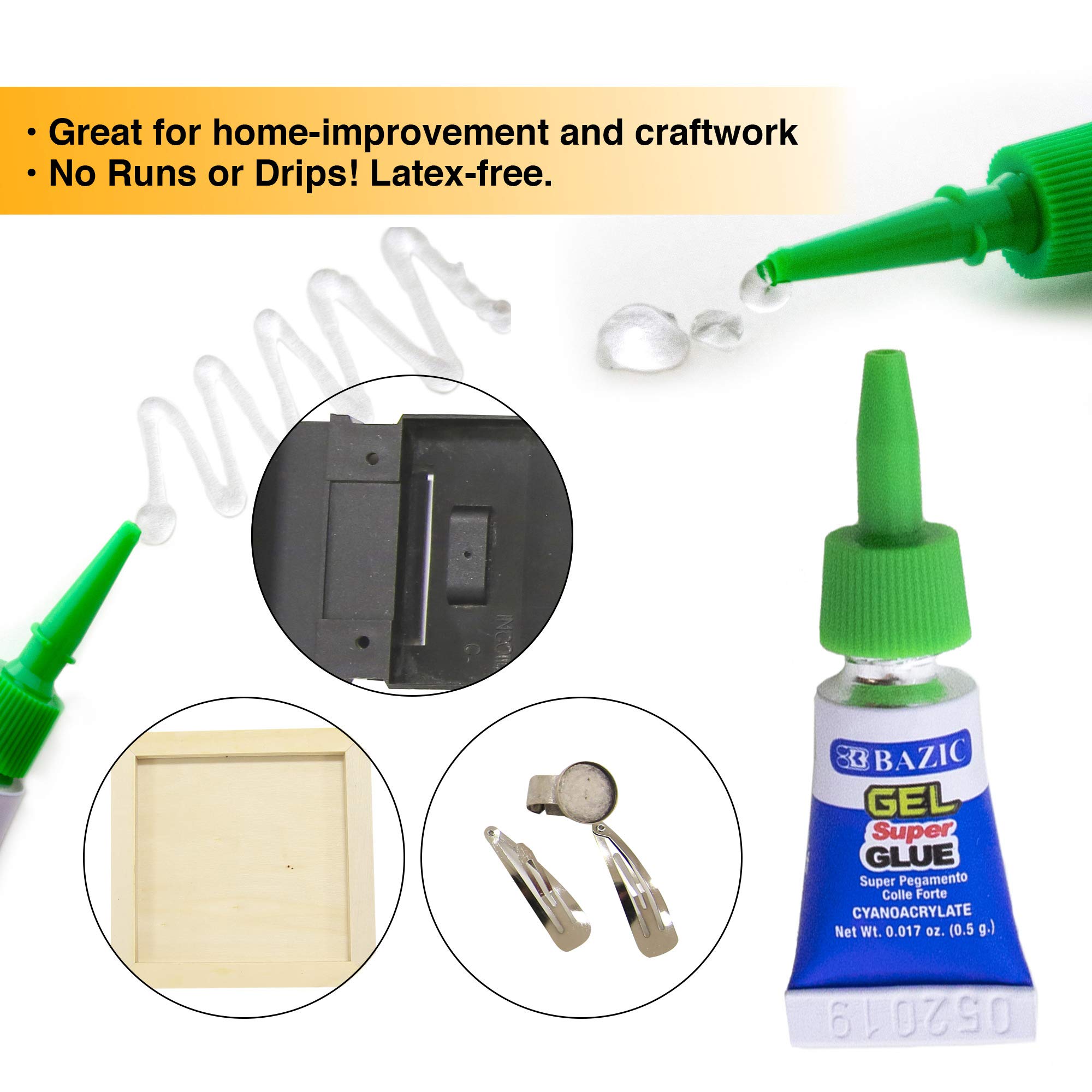BAZIC Super Glue Gel 0.5g Fast Dry - 144-Pack for Home & Office Repairs
